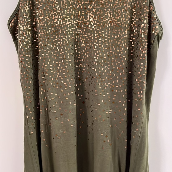 NWOT OLD NAVY olive green racer back tank with copper sequins. - Picture 2 of 5